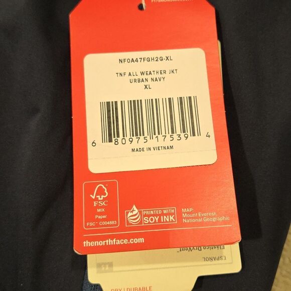 The North Face Men's All Weather Jacket, Navy XL NWT - Picture 16 of 16